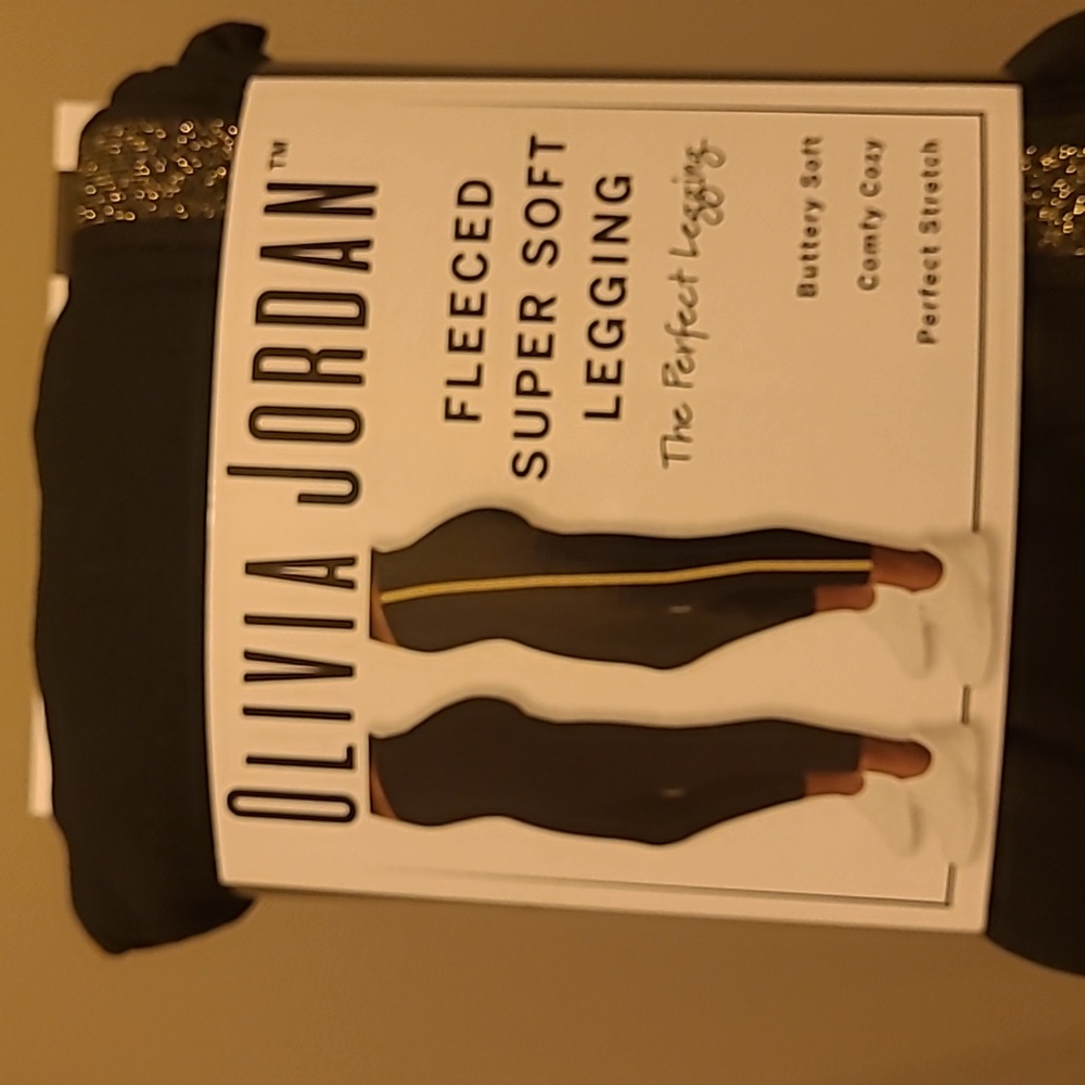 Olivia Jordan Black Fleeced Super Soft Legging - (2 Pairs) Size Large
